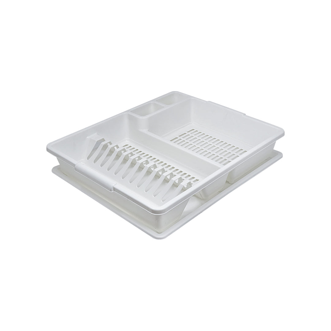 Set de Escurridor y Portacubiertos de Plástico Resistente - Color Blanco