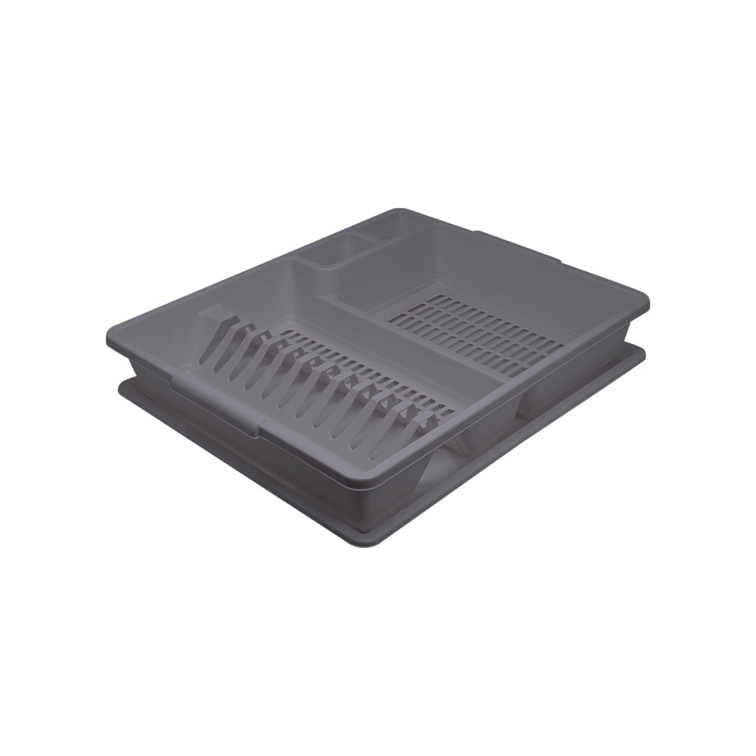 Set de Escurridor y Portacubiertos de Plástico Resistente - Color Gris