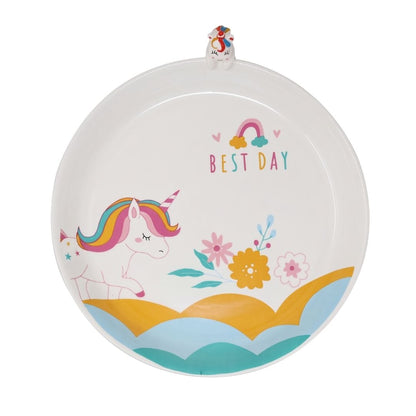 Vajilla Individual figura 3D Unicornio- Cerámica Multicolor 3 piezas