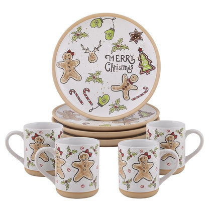 Set de Plato y Taza para 4 Personas - 8 Piezas Merry Christmas