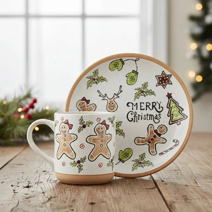 Set de Plato y Taza para 4 Personas - 8 Piezas Merry Christmas