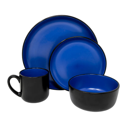 Vajilla NATTBLA Set Individual - Cerámica Azul y Negra 4 piezas