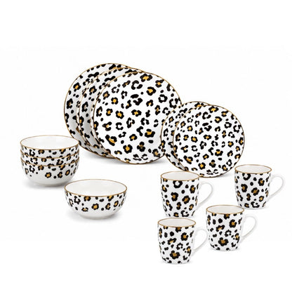 Vajilla Animal Print para 4 Personas - Cerámica Estampada 16 piezas