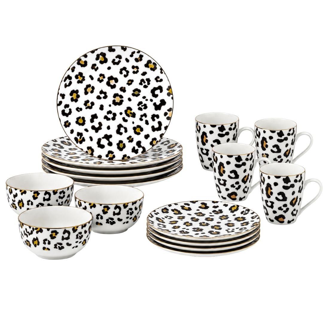 Vajilla Animal Print para 4 Personas - Cerámica Estampada 16 piezas