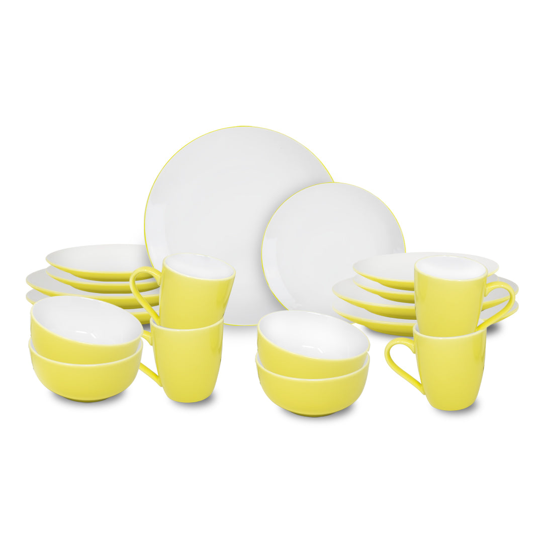 Vajilla Elin para 4 Personas - Cerámica Amarillo/Blanco 16 piezas