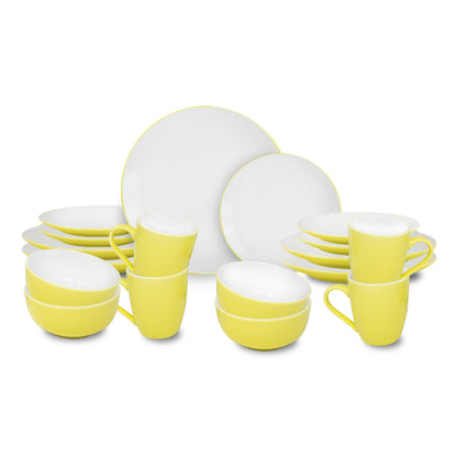 Vajilla Elin para 4 Personas - Cerámica Amarillo/Blanco 16 piezas