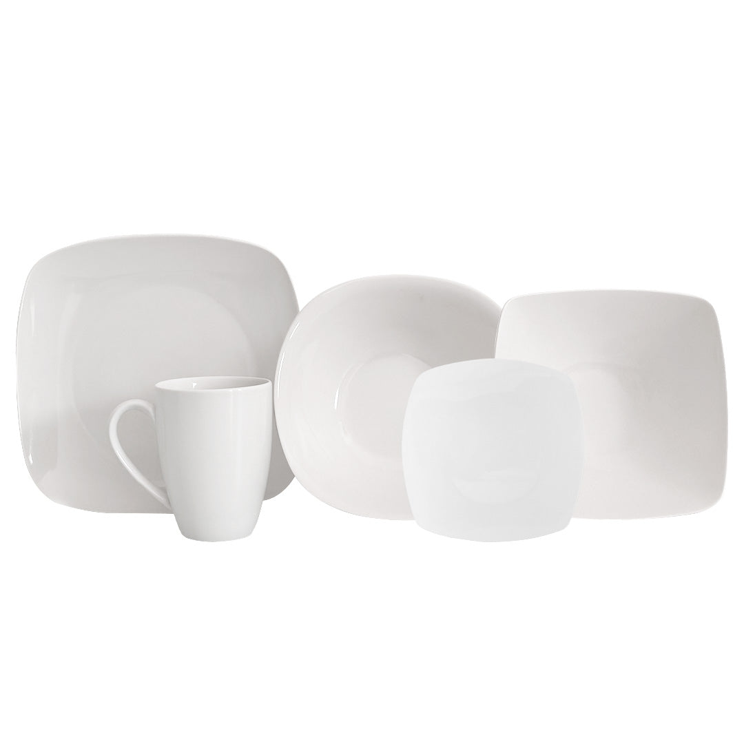 Vajilla KVADRAT Set Individual - Cerámica Blanca 5 piezas
