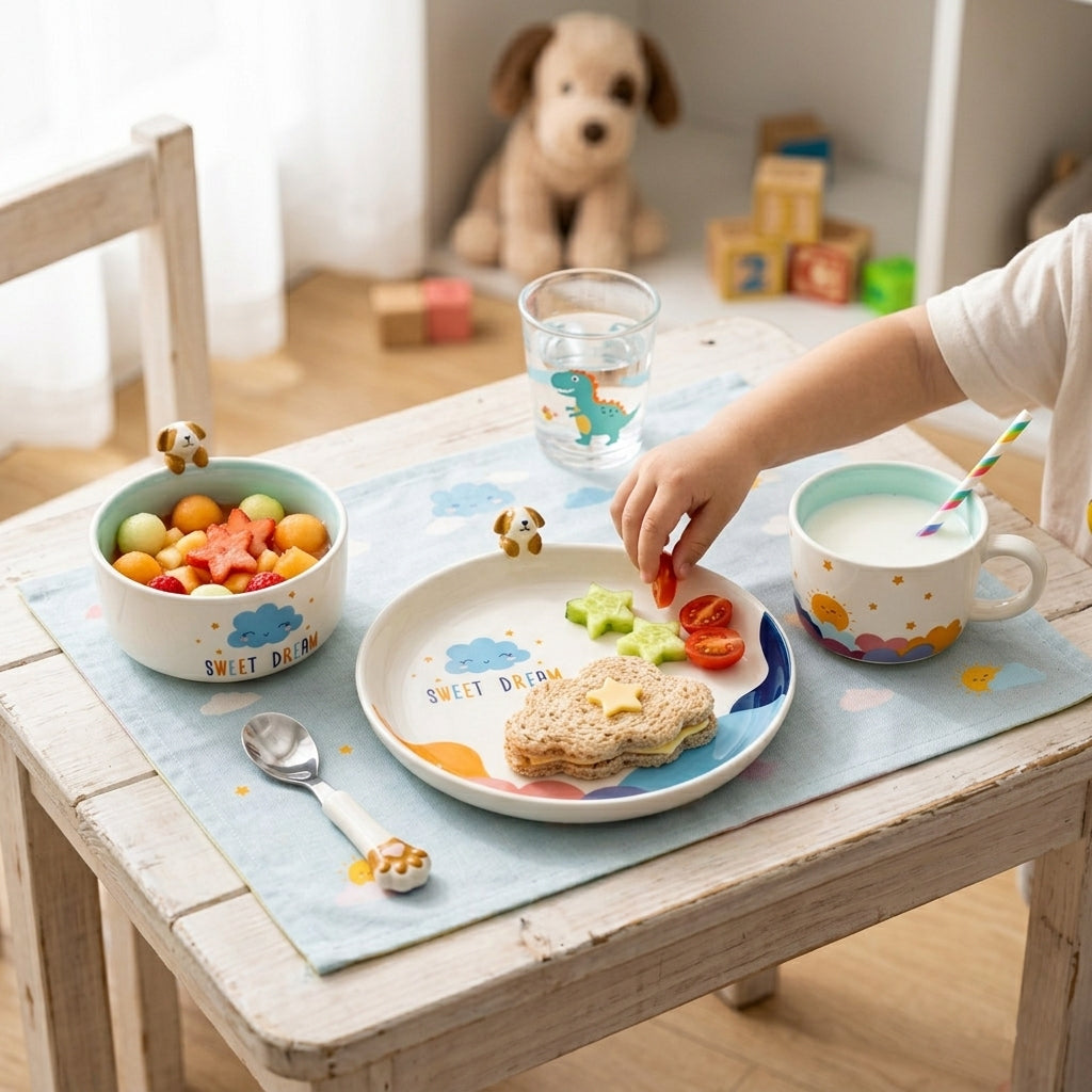 Vajilla Sweet Dream Blue Set Individual - Cerámica Multicolor 3 piezas