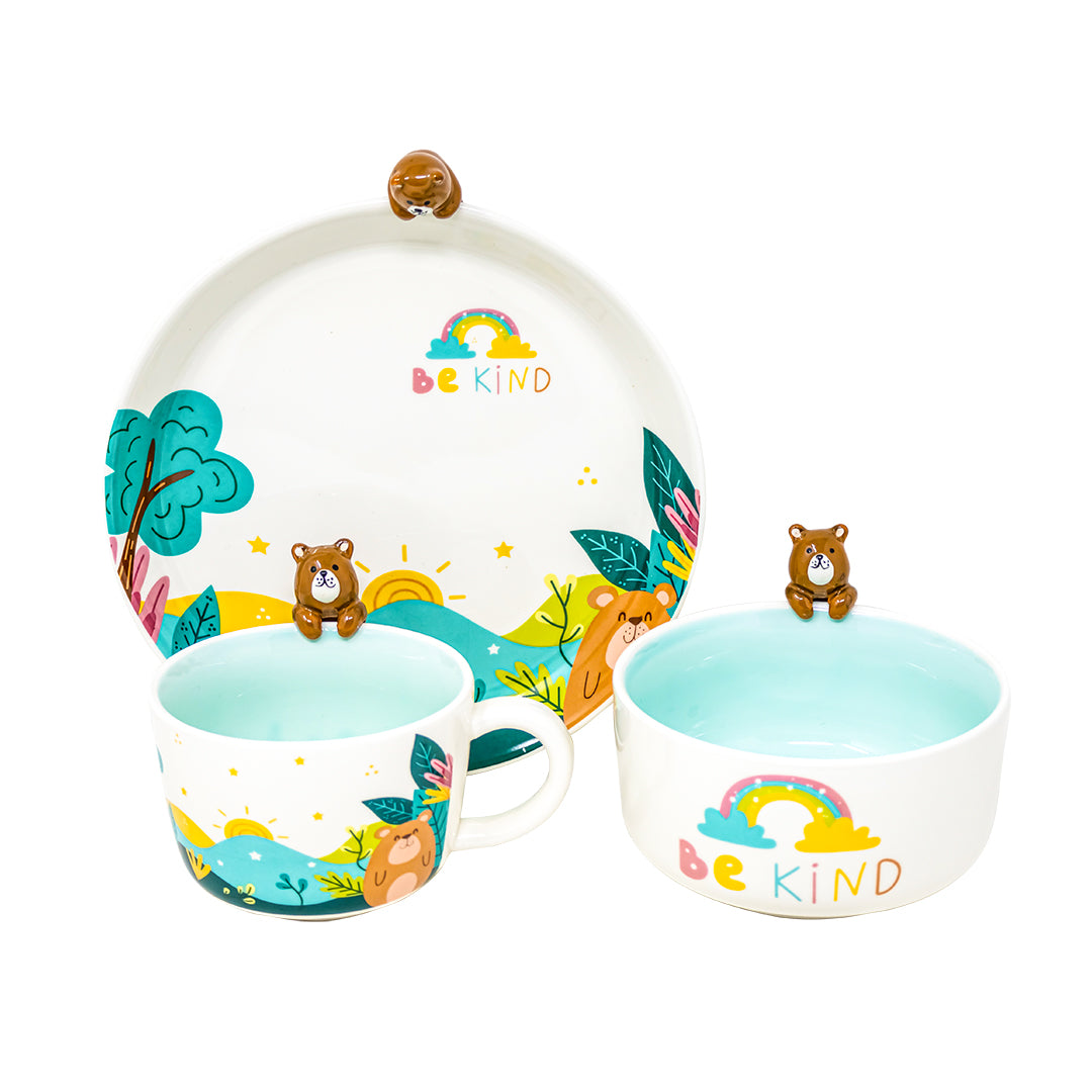 Vajilla Be Kind Bear Infantil Set Individual - Cerámica Multicolor 3 piezas