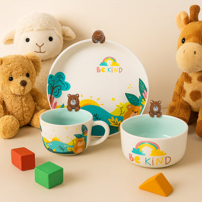 Vajilla Be Kind Bear Infantil Set Individual - Cerámica Multicolor 3 piezas