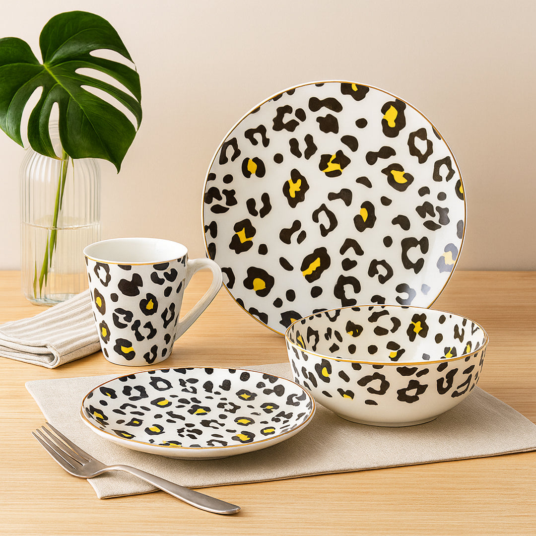 Vajilla Animal Print para 6 Personas - Cerámica Estampada 24 piezas