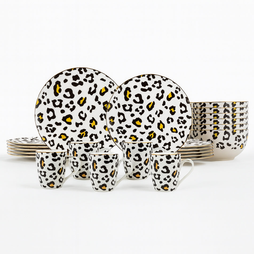 Vajilla Animal Print para 6 Personas - Cerámica Estampada 24 piezas