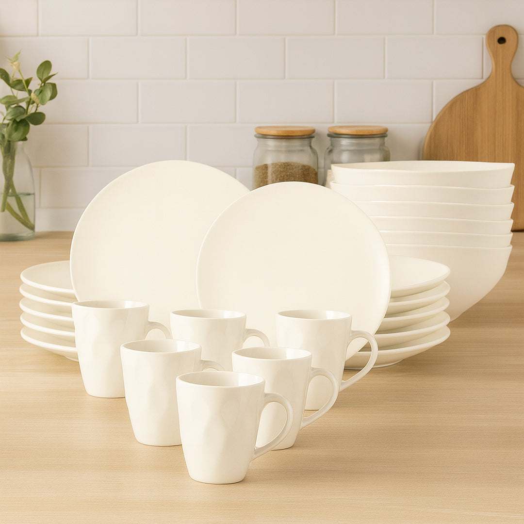 Vajilla TOVE para 6 Personas - Cerámica Crema 24 piezas
