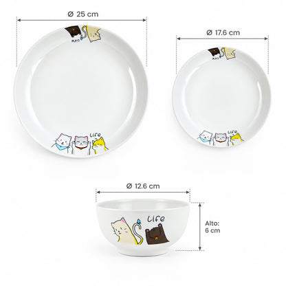 Vajilla Katt para 4 o 6 Personas con Diseño de Gatos