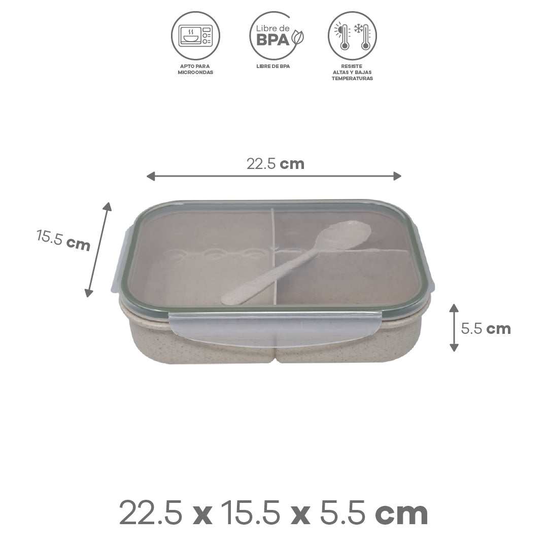 Lonchera Fibra de Trigo con Cubierto - 1.15 L