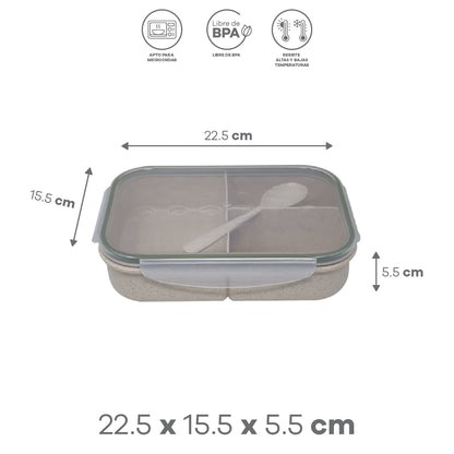 Lonchera Fibra de Trigo con Cubierto - 1.15 L
