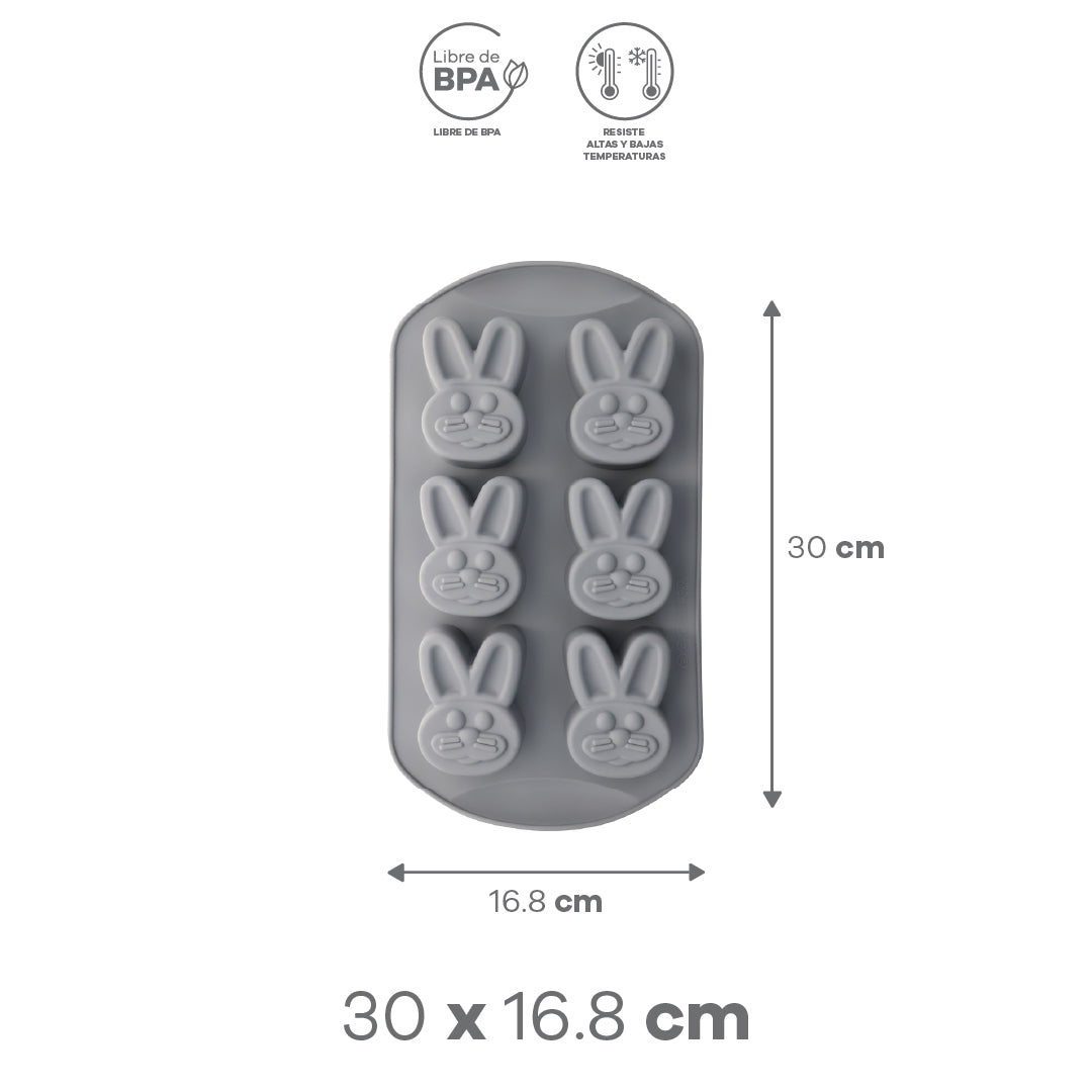 Molde de Plástico con Figura de Conejo - Gris