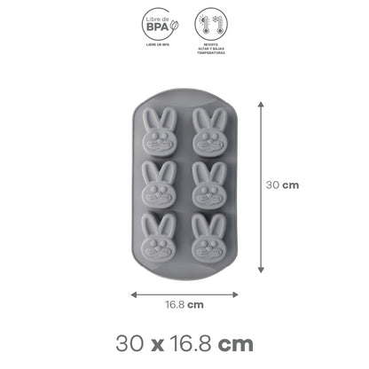 Molde de Plástico con Figura de Conejo - Gris