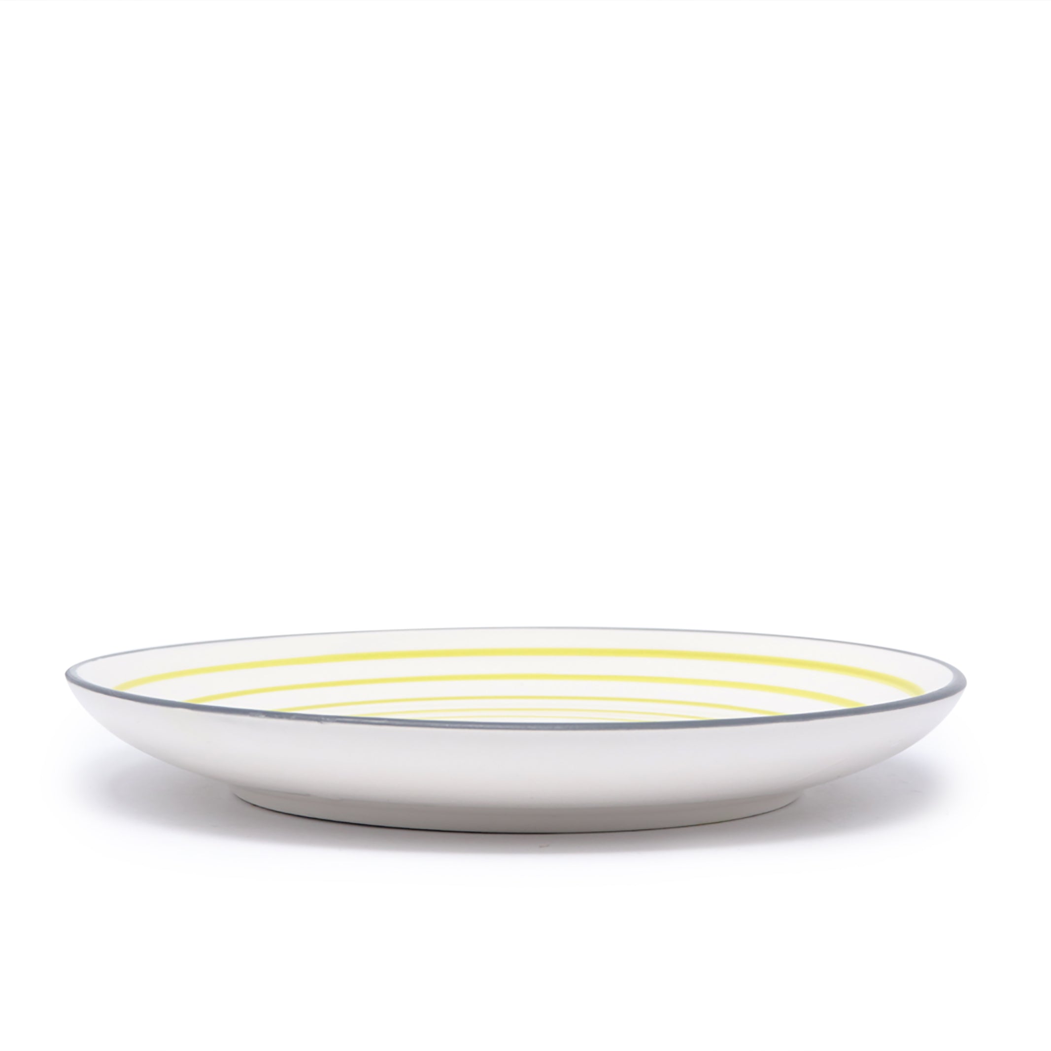 Plato de Postre Cerámico Rayas Verdes Anís - 19 cm
