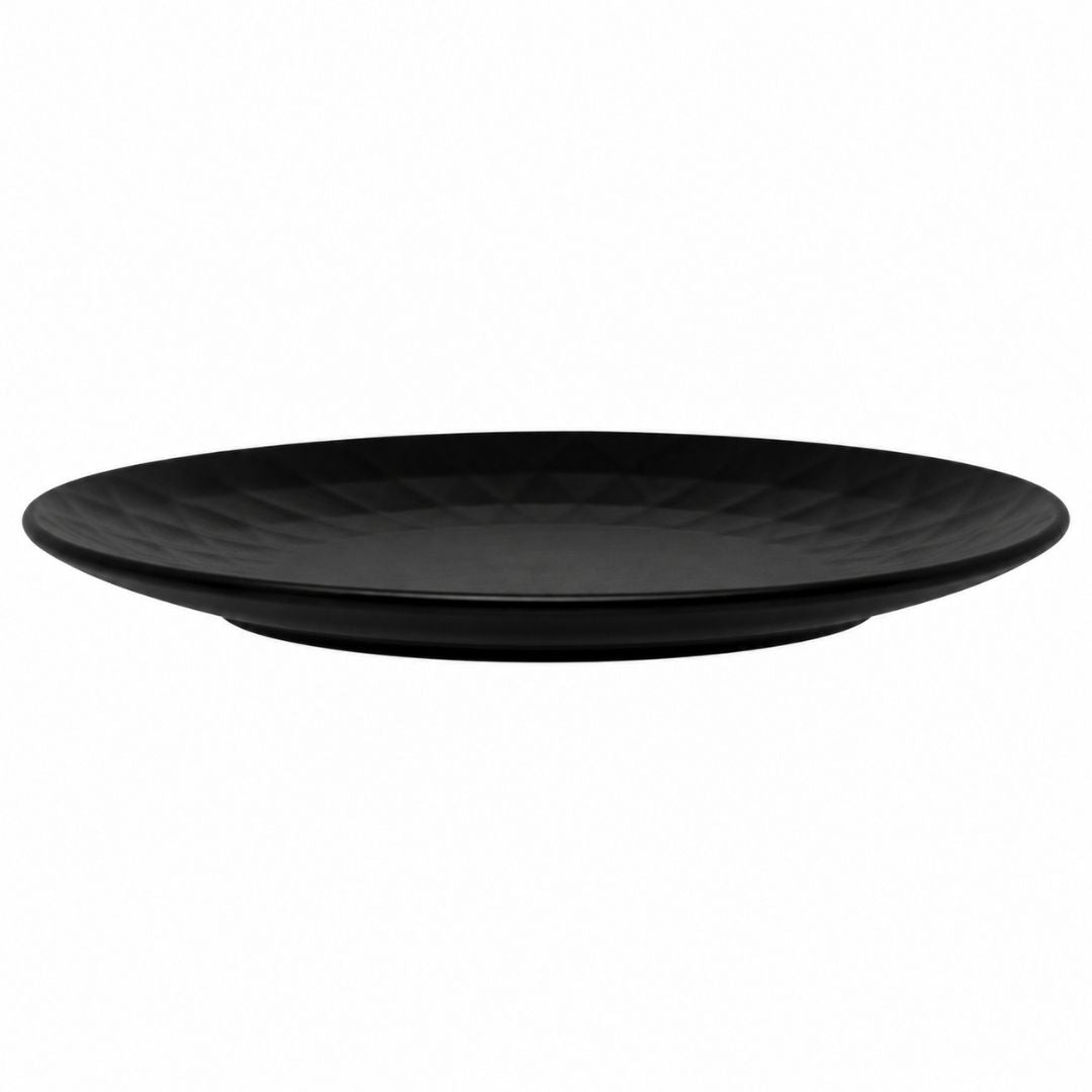 Plato de Cerámica Negro con Borde Texturizado– 19.7 cm