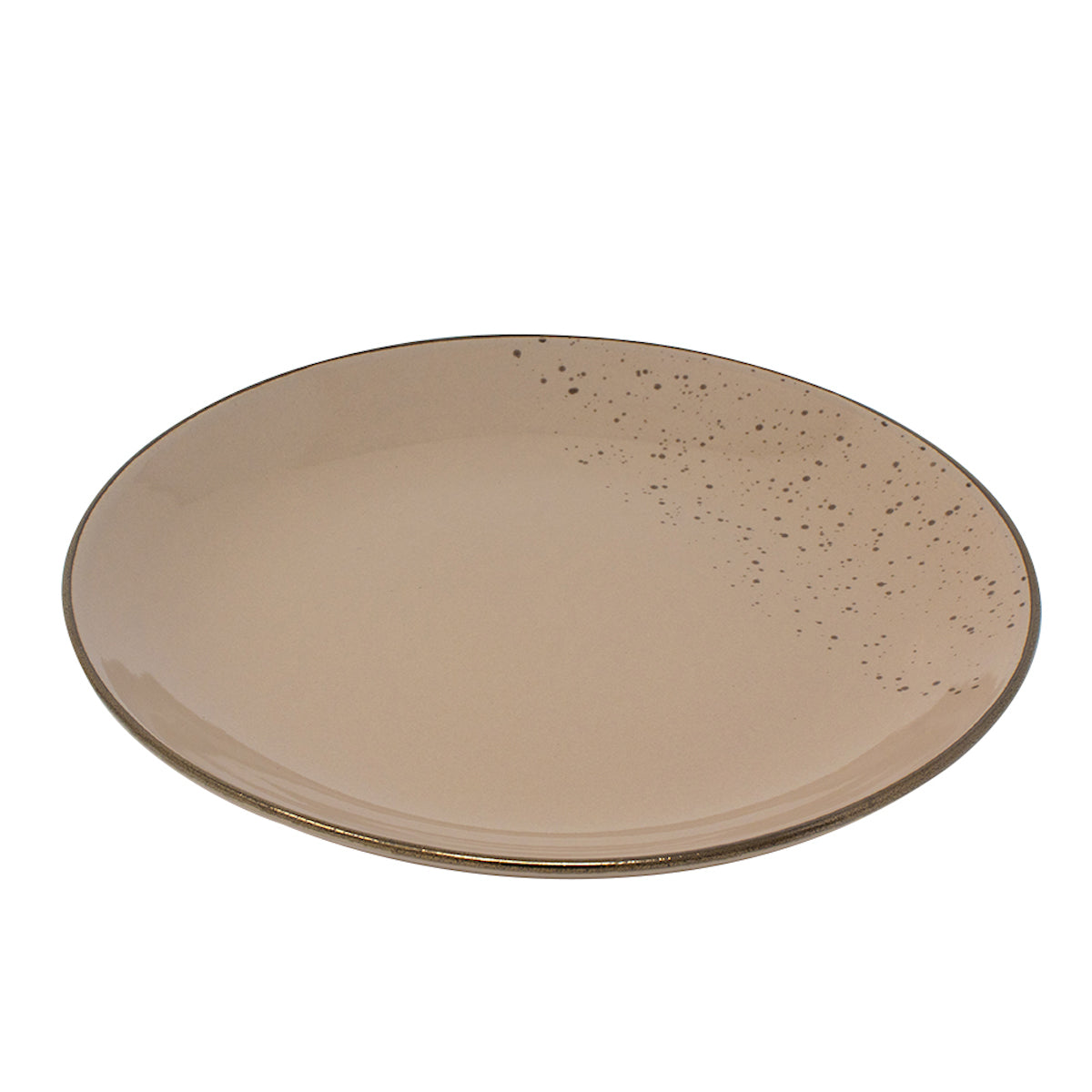 Plato de Cerámica Café con Motas - 19.5 cm