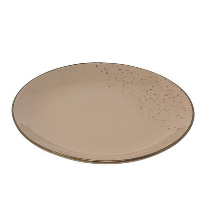 Plato de Cerámica Café con Motas - 19.5 cm