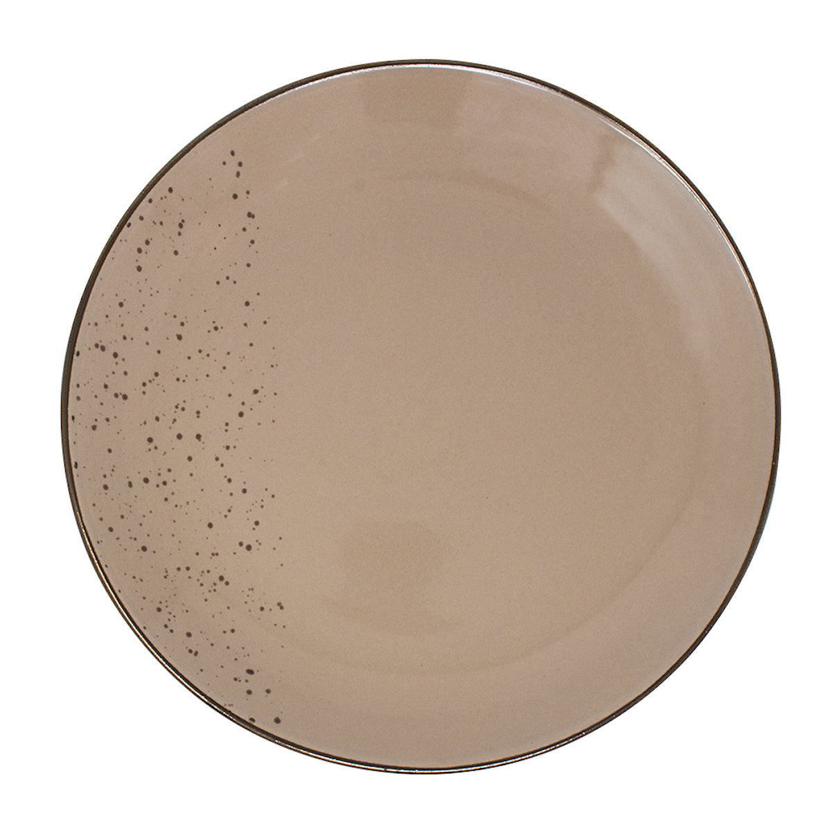 Plato de Cerámica Café con Motas - 19.5 cm