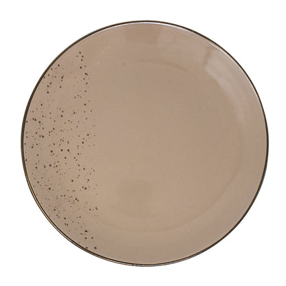 Plato de Cerámica Café con Motas - 19.5 cm