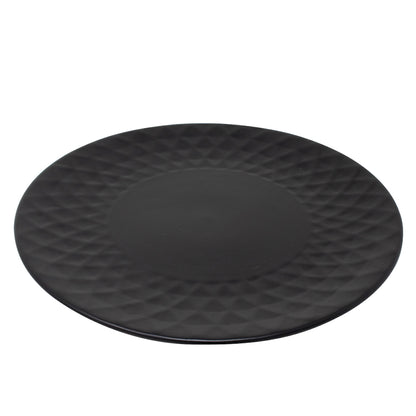 Plato de Cena Cerámica con Relieve Negro 27.1 cm – Estilo Elegante y Sofisticado