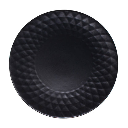 Plato de Cena Cerámica con Relieve Negro 27.1 cm – Estilo Elegante y Sofisticado