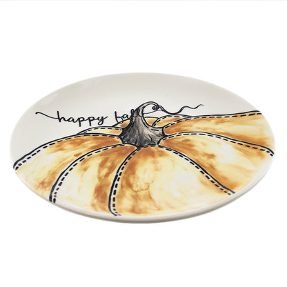 Plato de Cerámica Calabaza y "Happy Fall" - Halloween