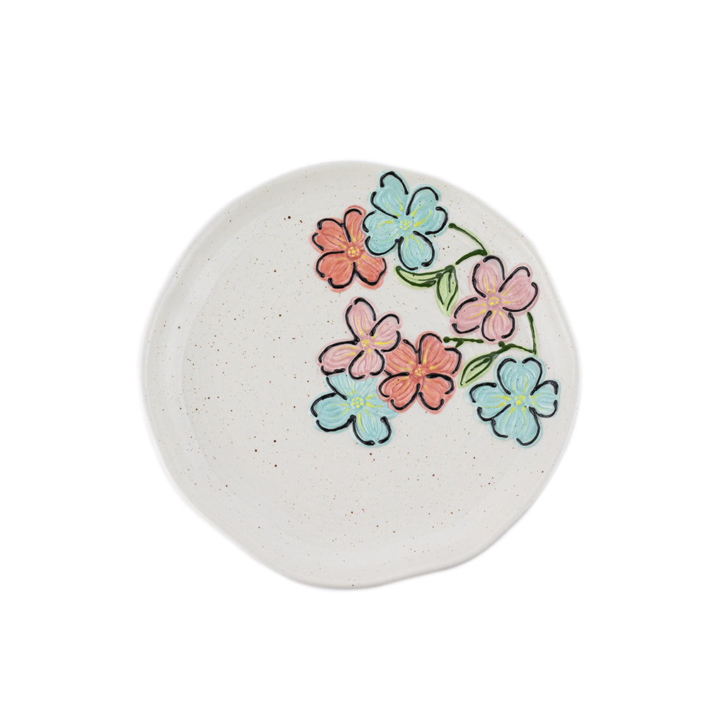 Plato De Cerámica Diseño de Flores