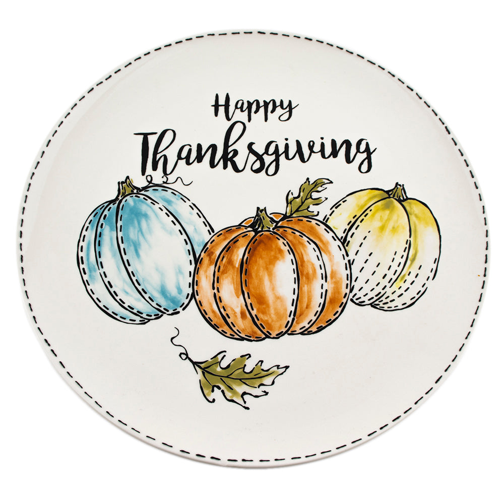 Plato de Cerámica "Happy Thanksgiving" con Calabazas