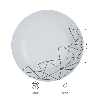 Vajilla Dagni para 4 Personas - Cerámica Blanca/Negra 20 piezas