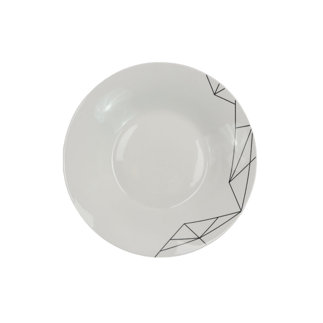 Vajilla Dagni Set Individual - Cerámica Blanca/Negra 5 piezas