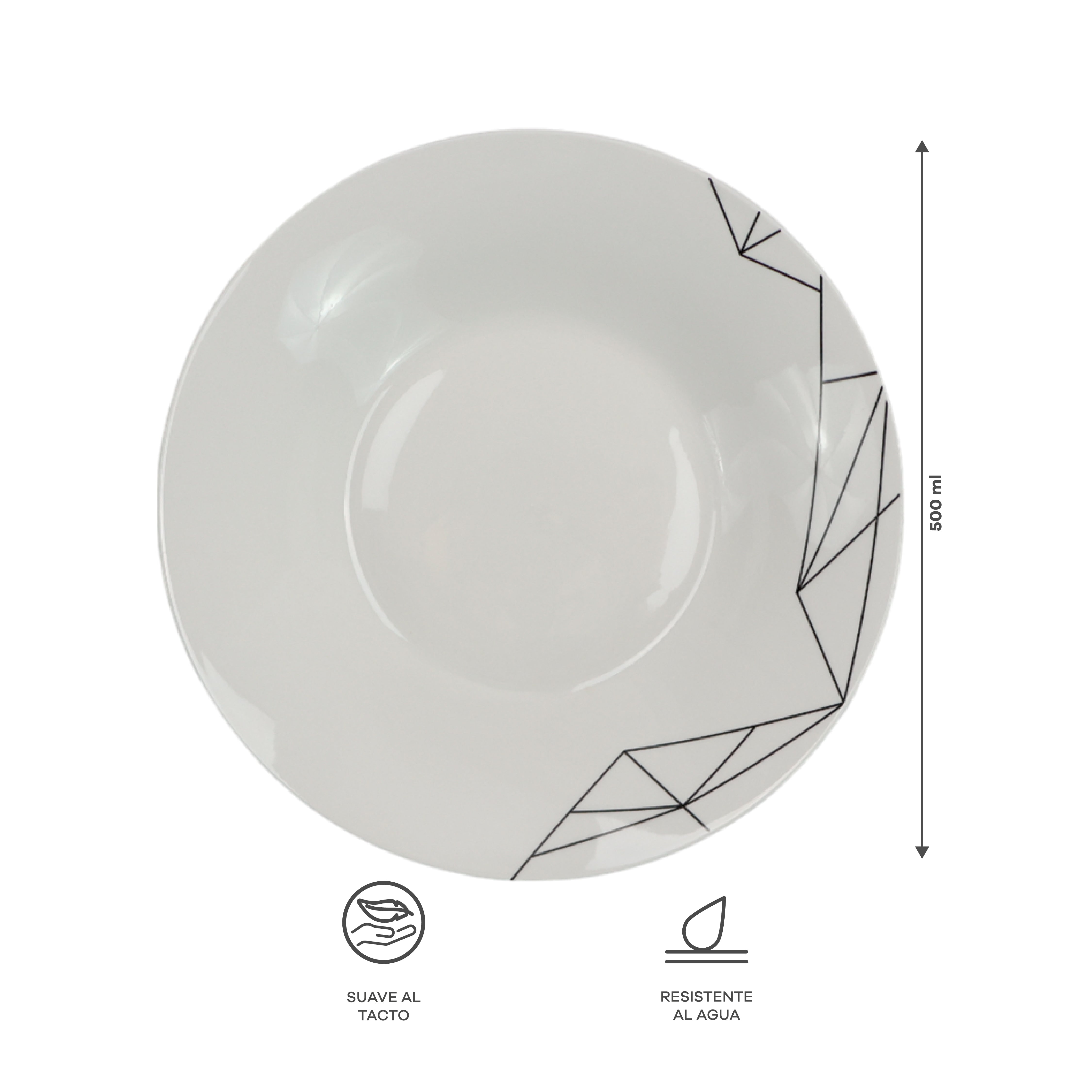 Vajilla Dagni para 4 Personas - Cerámica Blanca/Negra 20 piezas