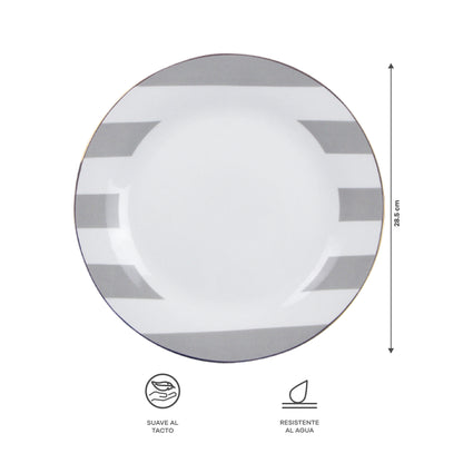 Vajilla Zéline para 6 Personas - Cerámica Gris/Blanca 24 piezas
