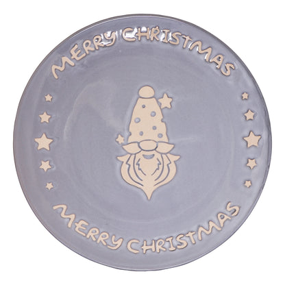 Vajilla Merry Christmas Set Individual - Cerámica Gris 4 piezas