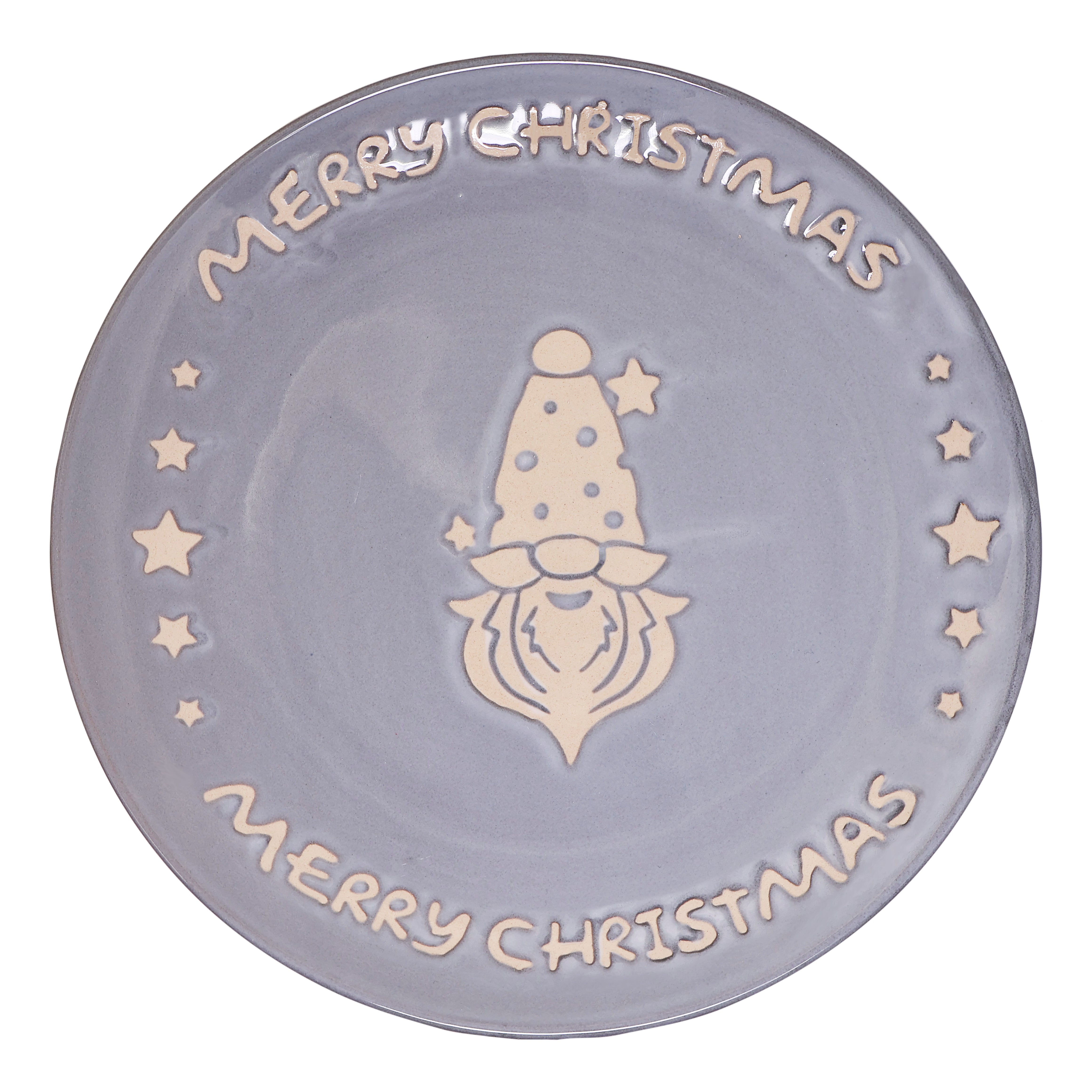 Vajilla Merry Christmas Set Individual - Cerámica Gris 4 piezas