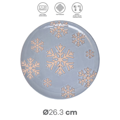 Vajilla Merry Christmas Set Individual - Cerámica Gris 4 piezas