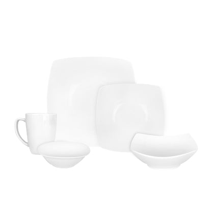 Vajilla KVADRAT Set Individual - Cerámica Blanca 5 piezas