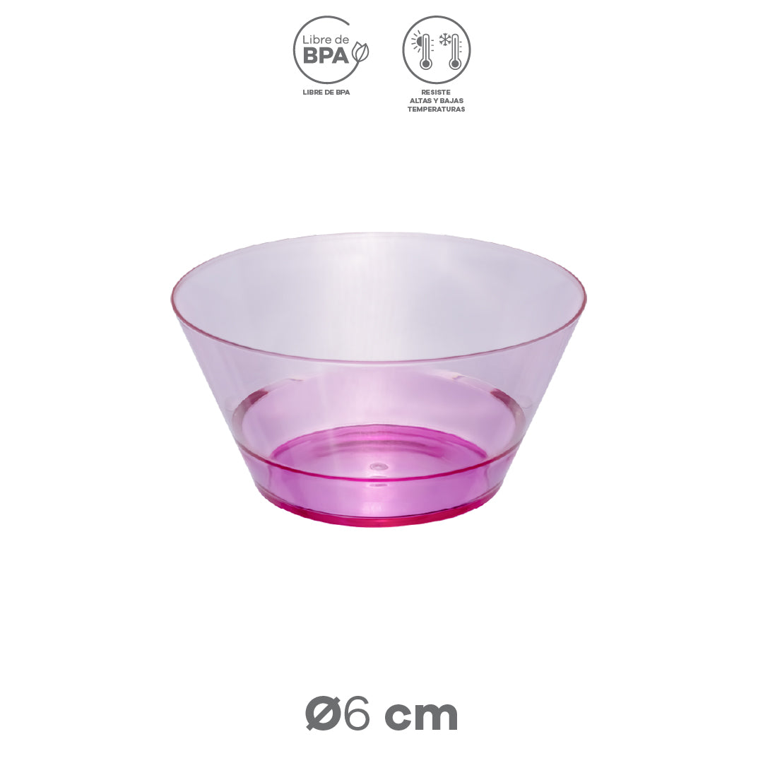 Plato Hondo Transparente Rosa 15 cm