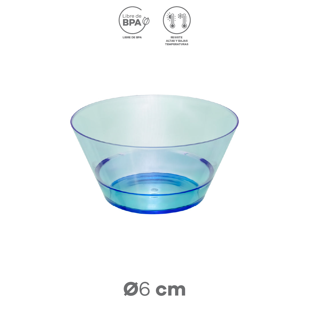Plato Hondo Transparente Azul 15 cm