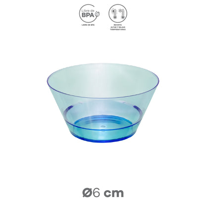 Plato Hondo Transparente Azul 15 cm