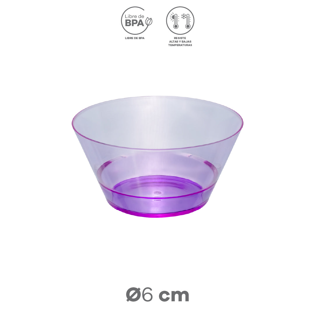 Plato Hondo Transparente Morado 15 cm