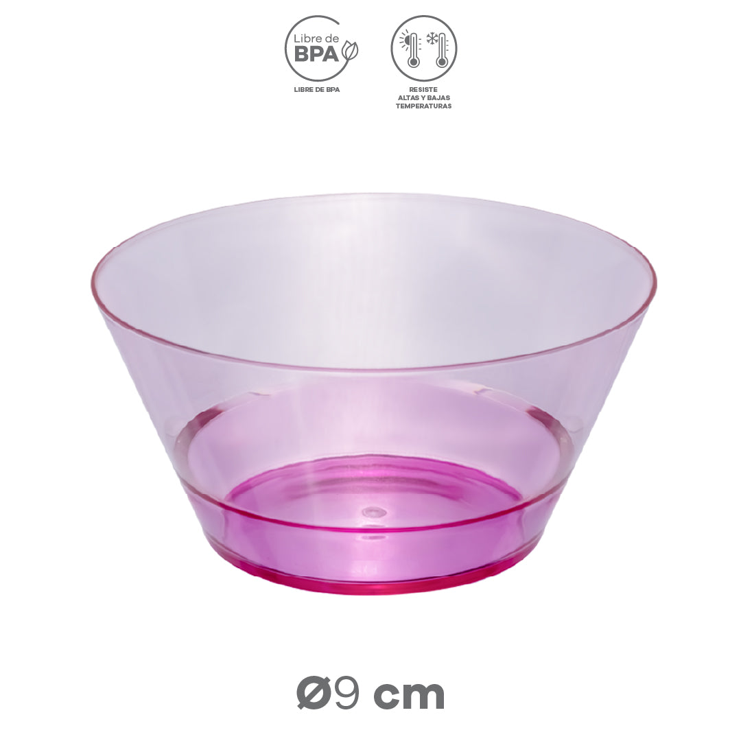 Plato Hondo Transparente Rosa - 22 cm