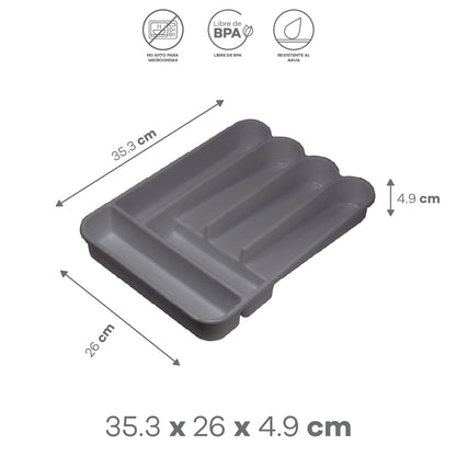 Set de Escurridor y Portacubiertos de Plástico Resistente - Color Gris