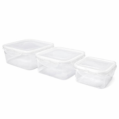 Juego de 3 Recipientes Cuadrados de Plástico Herméticos