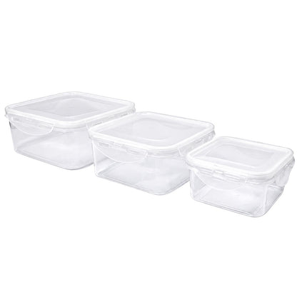 Juego de 3 Recipientes Cuadrados de Plástico Herméticos