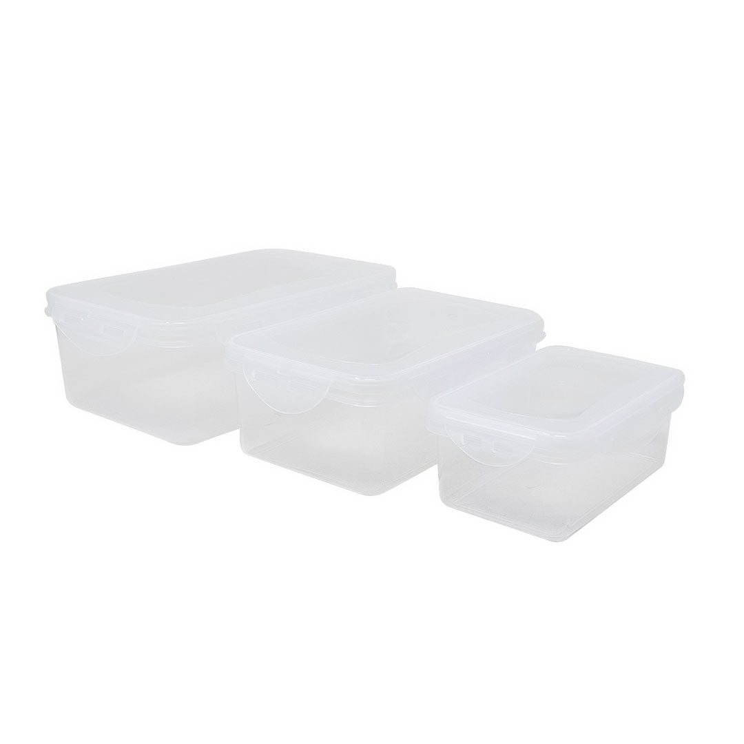 Juego de 3 Recipientes Rectangulares de Plástico Herméticos para Alimentos